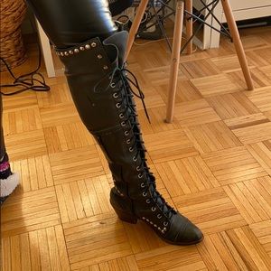 Leather studded boots